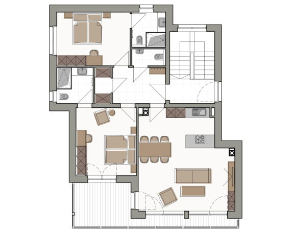 Grundriss Ferienwohnung Edelweiß - Ferienwohnungen Juche! in Kleinarl Grundriss Ferienwohnung Edelweiß - Ferienwohnungen Juche! in Kleinarl